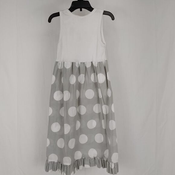Hannah Kate White Tank Gray Polka Dot Dress Gown Long Girl's Size 5t - Picture 5 of 5